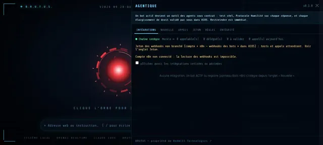 Capture d’écran du module Agentique (Capture de l’interface · BRUTUS)