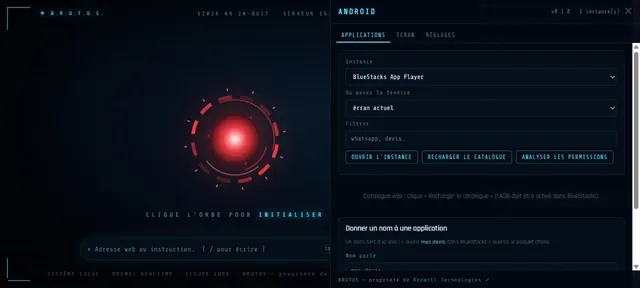 Capture d’écran du module Android (Capture de l’interface · BRUTUS)