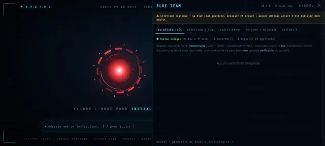 Capture d’écran du module Blue Team (Capture de l’interface · BRUTUS)