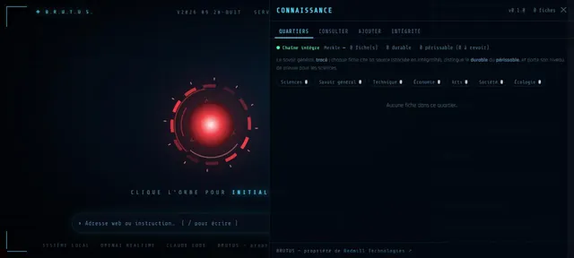 Capture d’écran du module Connaissance (Capture de l’interface · BRUTUS)
