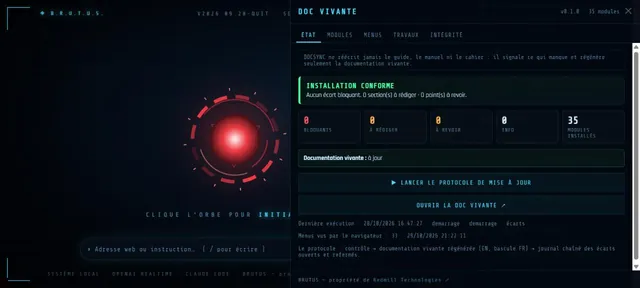 Capture d’écran du module DOCSYNC (Capture de l’interface · BRUTUS)