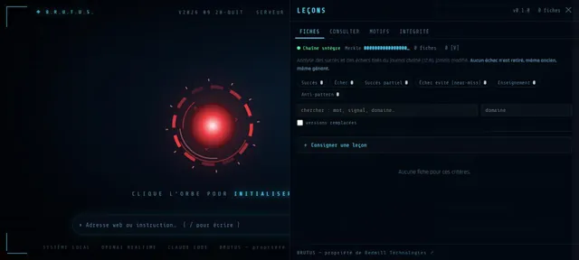 Capture d’écran du module Leçons (Capture de l’interface · BRUTUS)