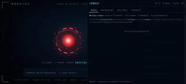 Capture d’écran du module Légale (Capture de l’interface · BRUTUS)
