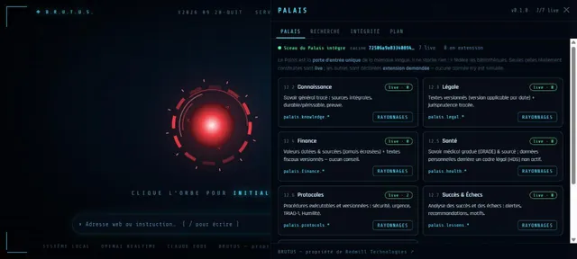 Capture d’écran du module Palais (Capture de l’interface · BRUTUS)
