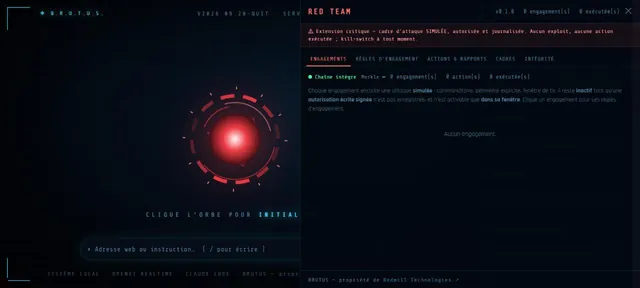 Capture d’écran du module Red Team (Capture de l’interface · BRUTUS)