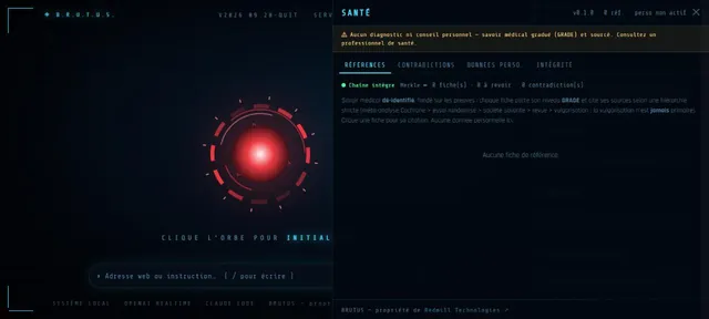 Capture d’écran du module Santé (Capture de l’interface · BRUTUS)